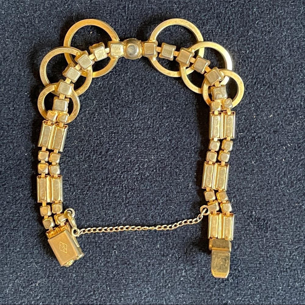 Vintage Sarah Coventry Gold & Rhinestone Bracelet (Signed) - Picture 2 of 4